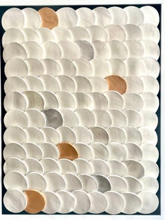 Squamae G4 - gold, silver 3D abstract geometric ceramic wall composition