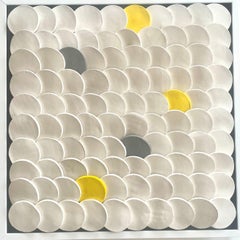 S.S White - composition murale géométrique abstraite en 3D en céramique jaune, grise et blanche