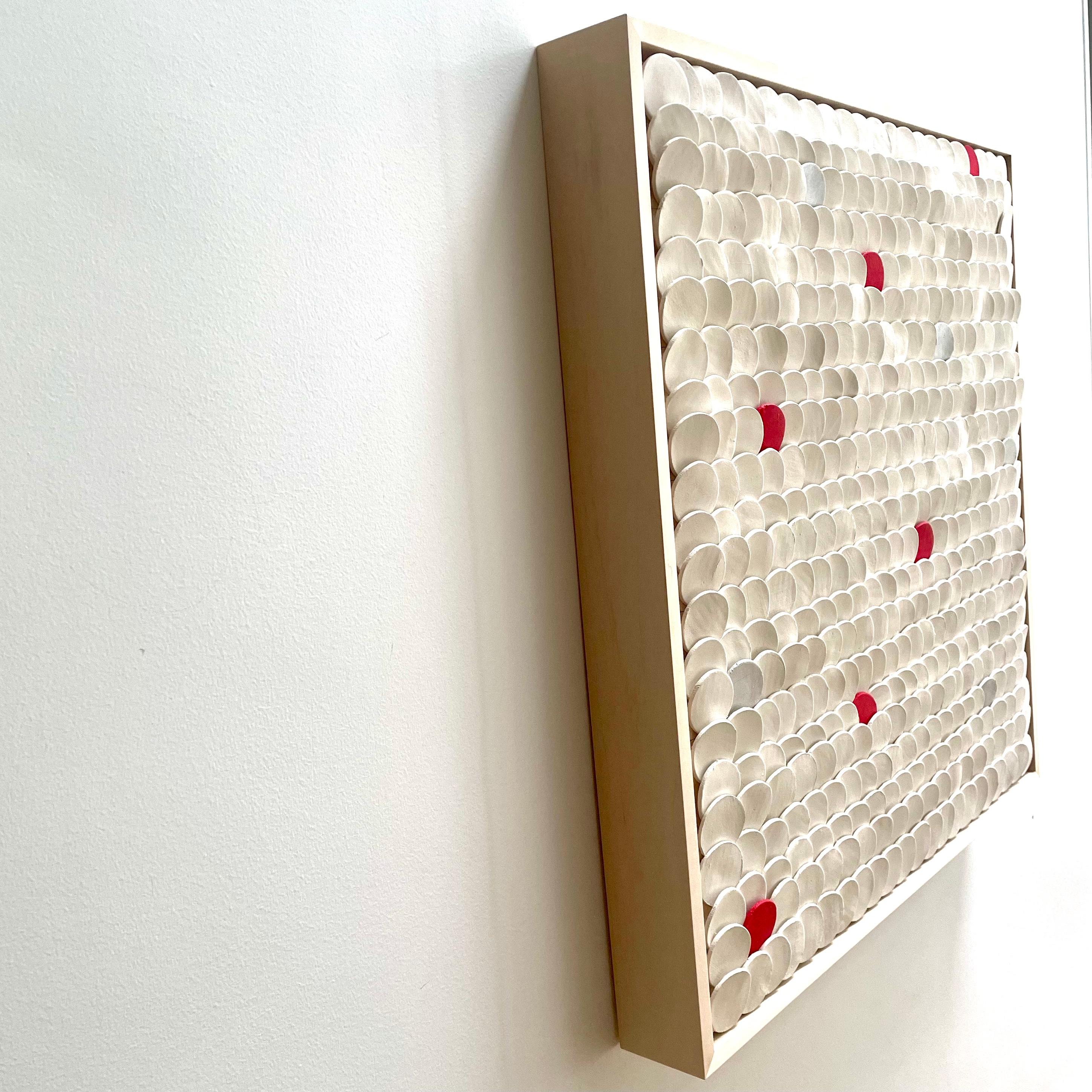 Squamae V - red, silver and white 3D abstract geometric ceramic wall composition For Sale 1