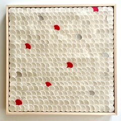 V.I.I. - composizione astratta geometrica da parete in ceramica rossa, argento e bianca in 3D