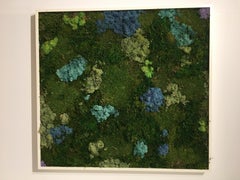Viridi #20- framed abstract green moss garden wall composition -maintenance free