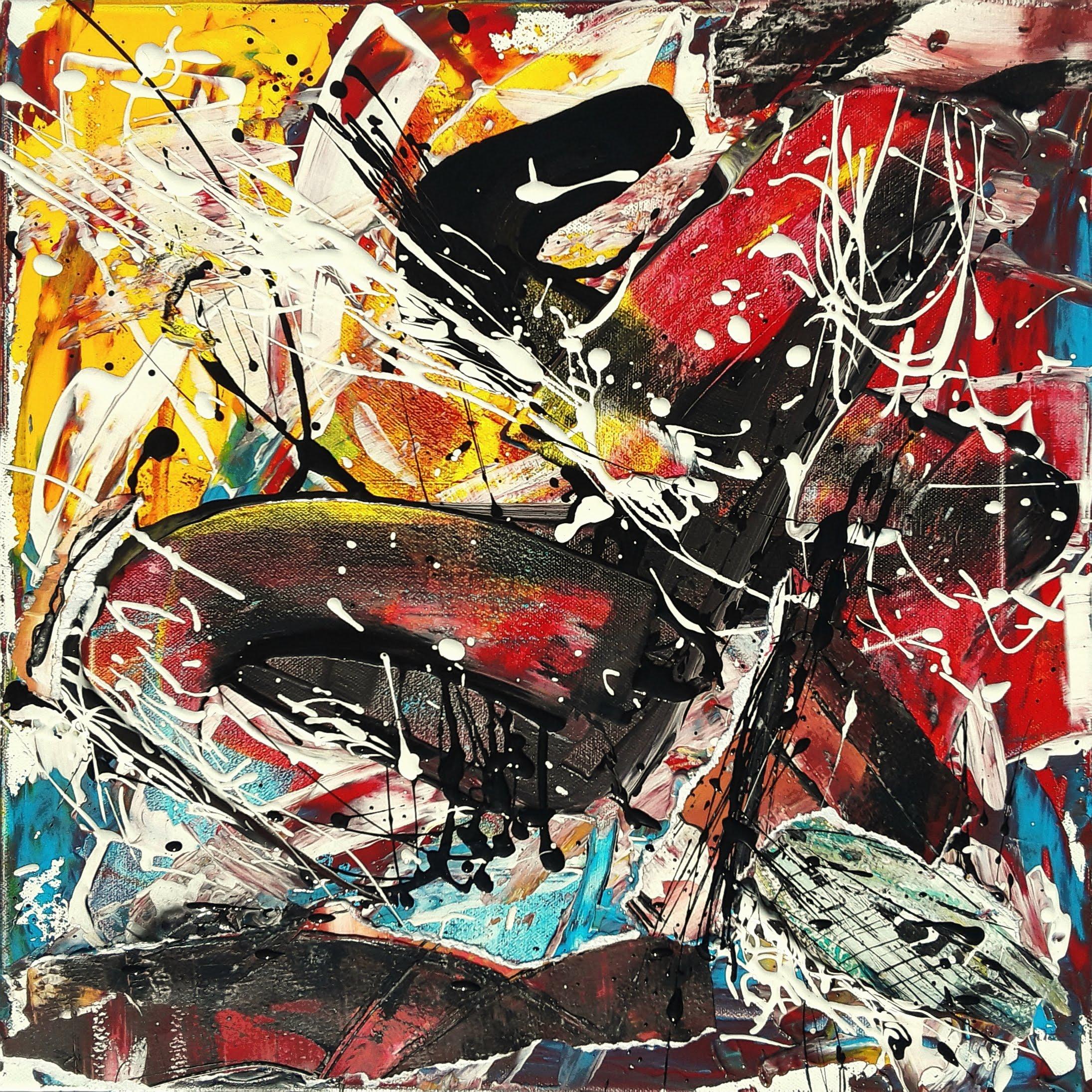 Marie-Laure Romanet Prin company Abstract Painting - "JE M'ACCORDE SUR TA FREQUENCE"  Pollock style