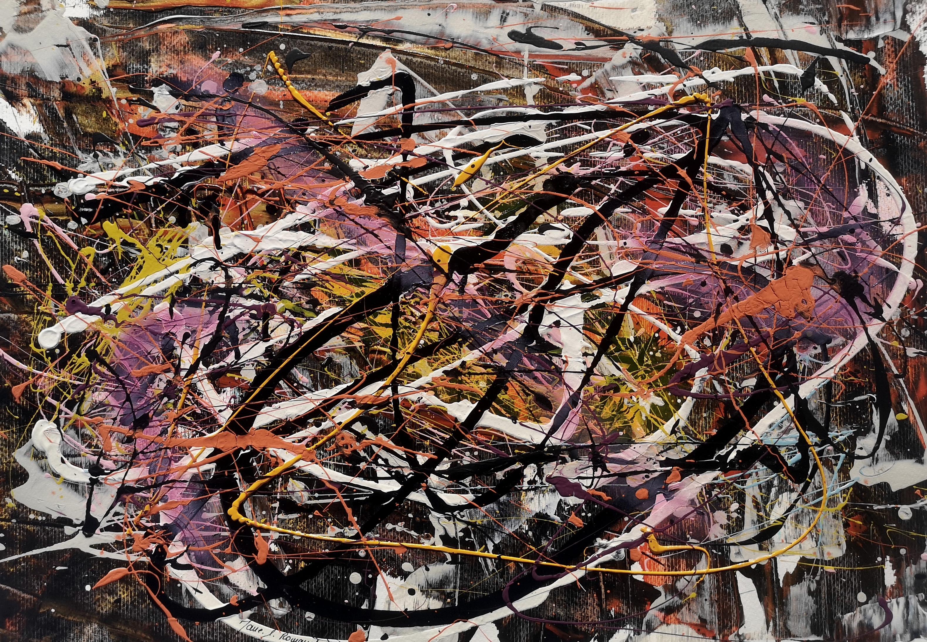 Marie-Laure Romanet Prin company Abstract Painting - "JE VOUS ATTENDAIS"   Pollock style
