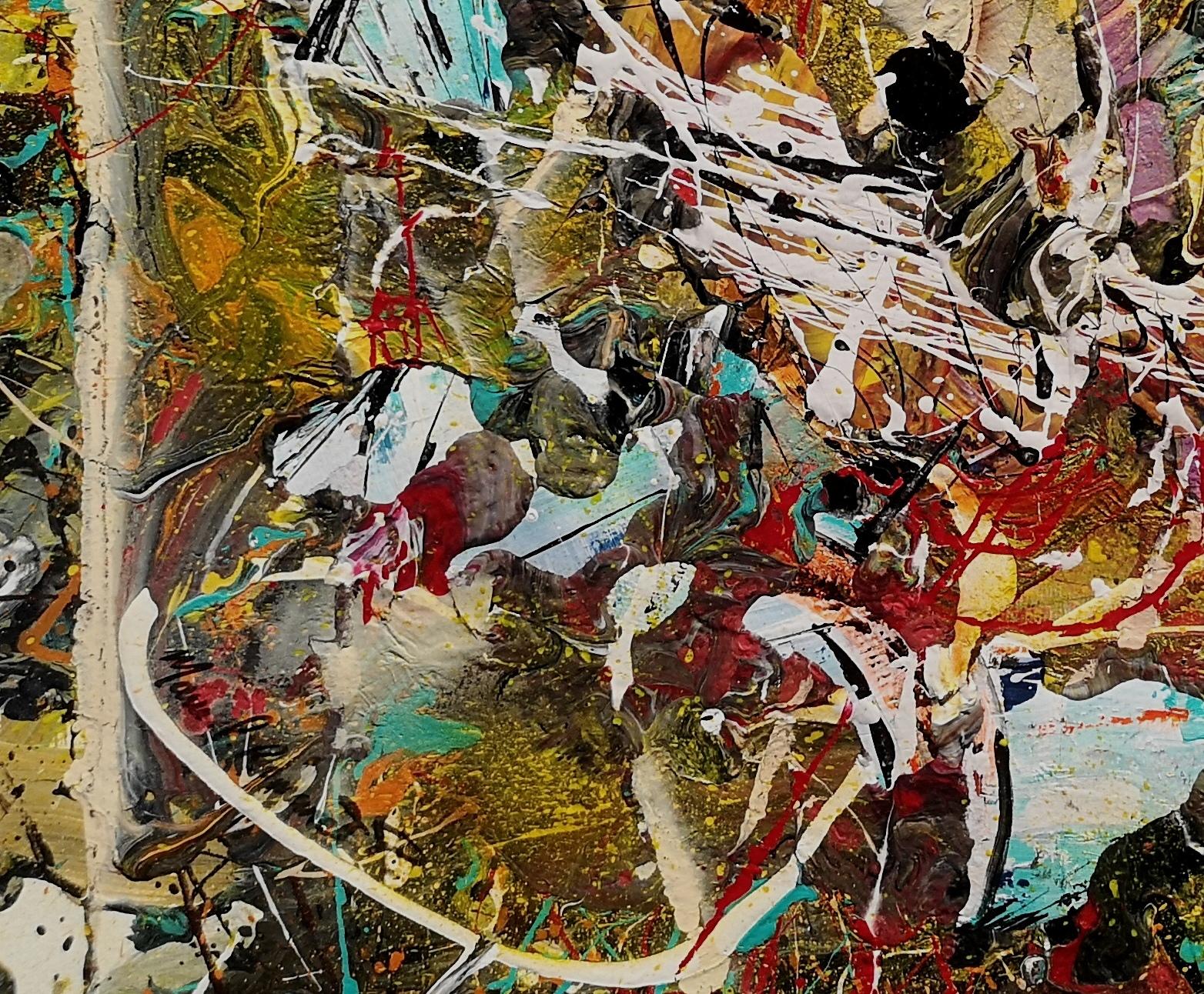 « L''APPEL DU COEUR »  Le style Pollock - Marron Abstract Painting par Marie-Laure Romanet Prin company