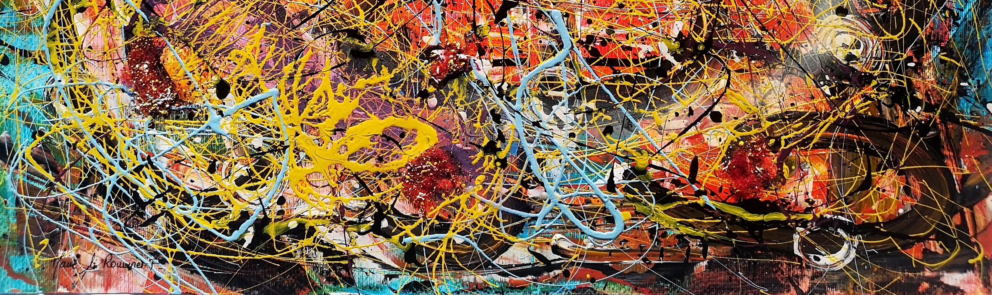 « L'AU DELA DES MOTS »  Le style Pollock - Marron Abstract Painting par Marie-Laure Romanet Prin company