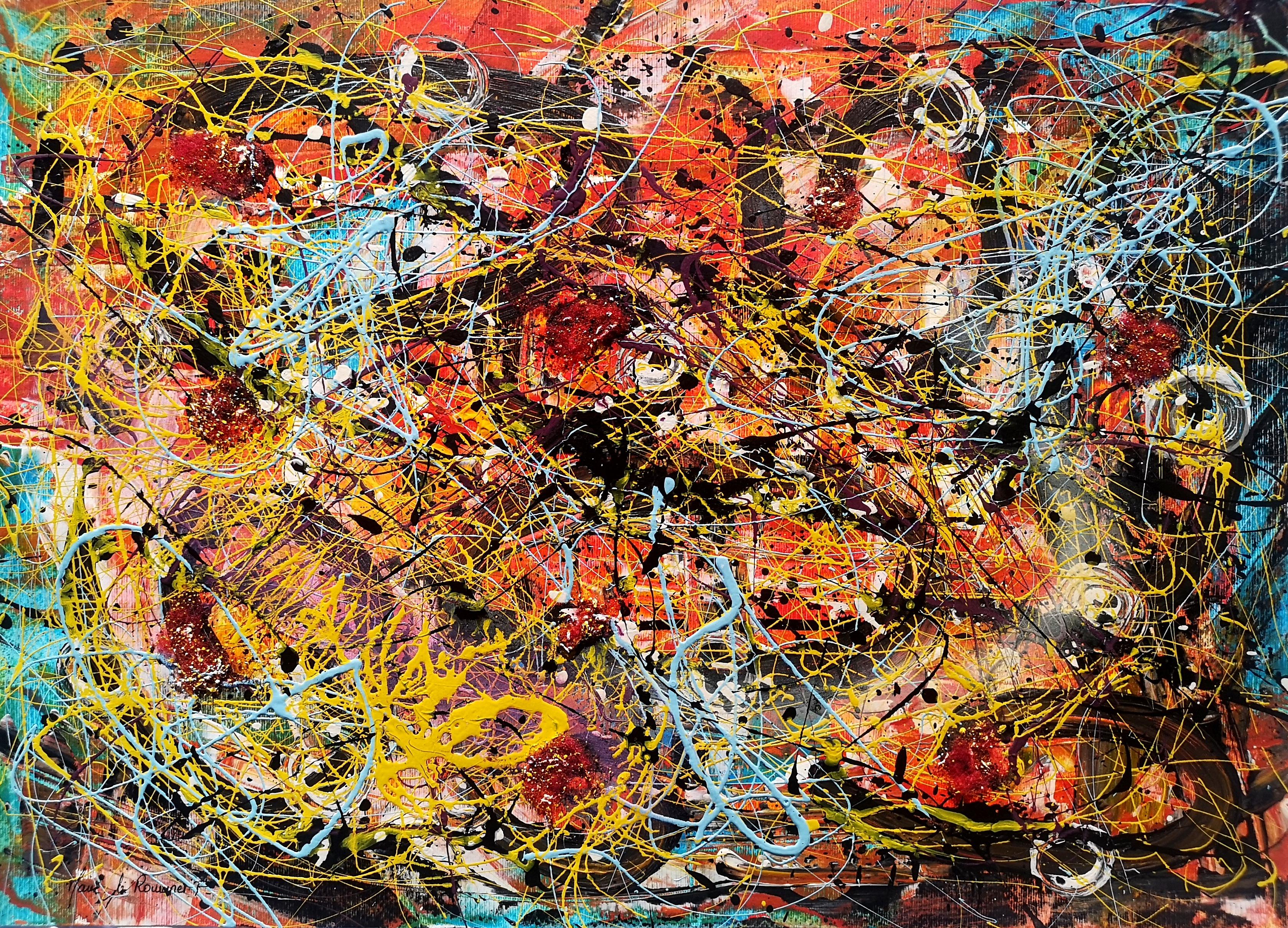 "L'AU DELA DES MOTS"  Pollock style - Mixed Media Art by Marie-Laure Romanet Prin company