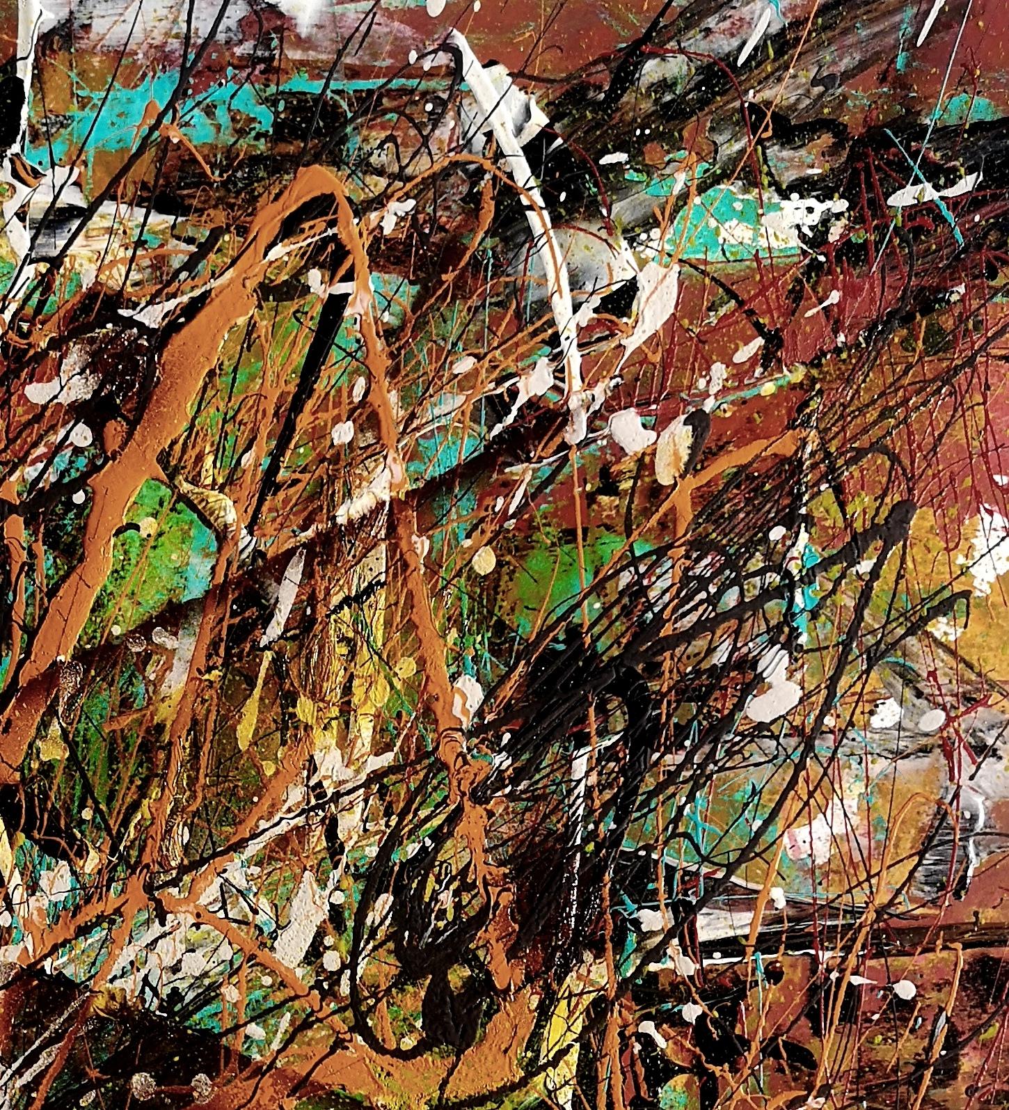 „LE CYCLE DE LA VIE“ Pollock-Stil (Braun), Abstract Painting, von Marie-Laure Romanet Prin company