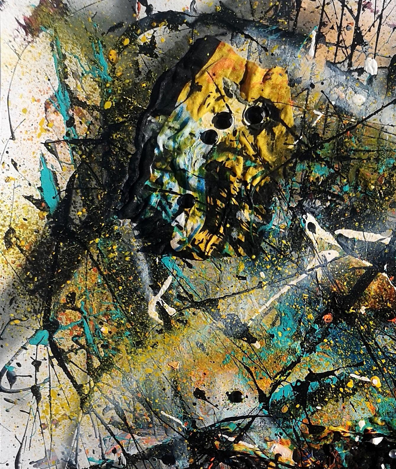 „LES FRUITS DE L''ACTE“ Pollock-Stil (Abstrakter Expressionismus), Mixed Media Art, von Marie-Laure Romanet Prin company