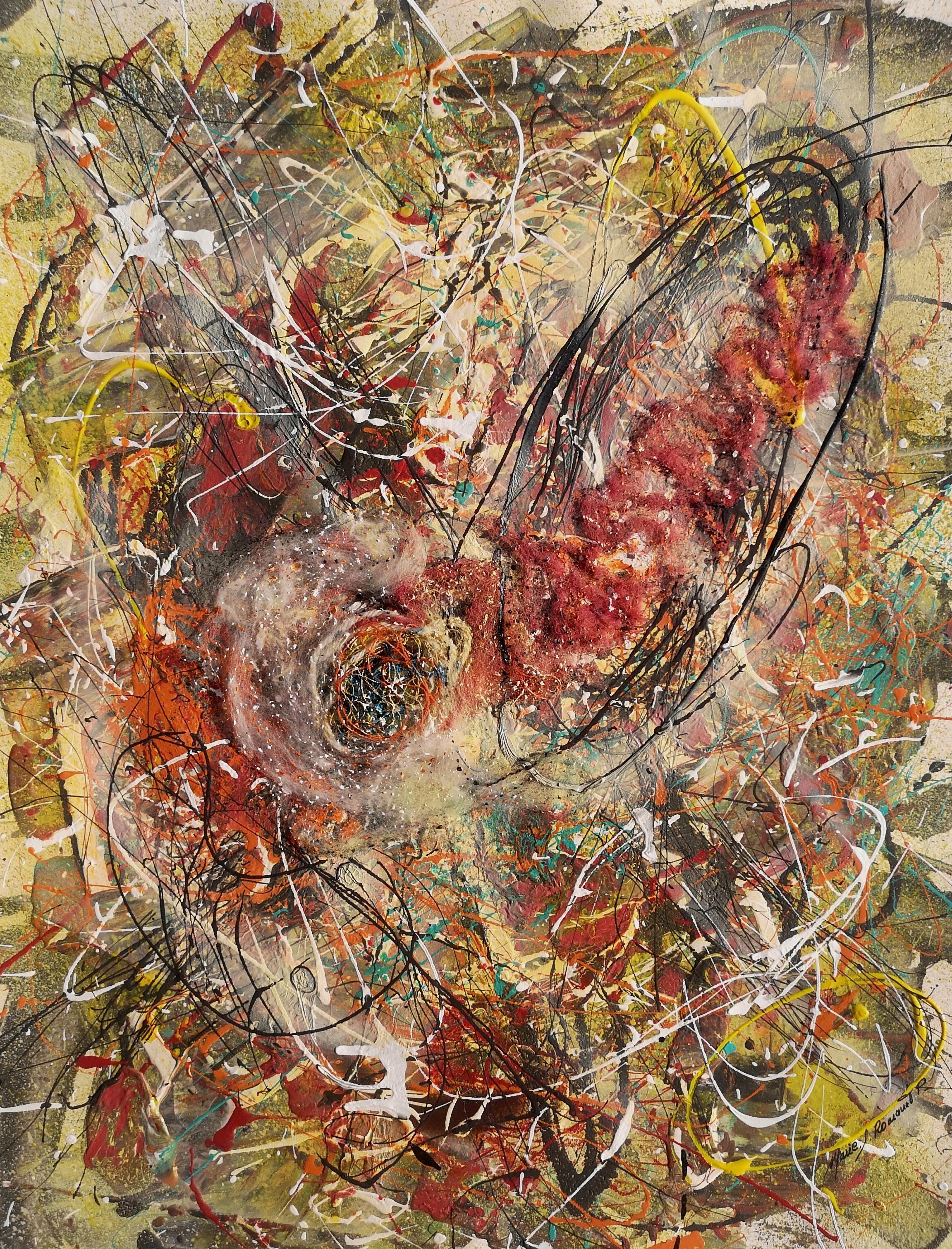 Marie-Laure Romanet Prin company Abstract Painting – "L''ETRE NOUVEAU"  Pollock-Stil