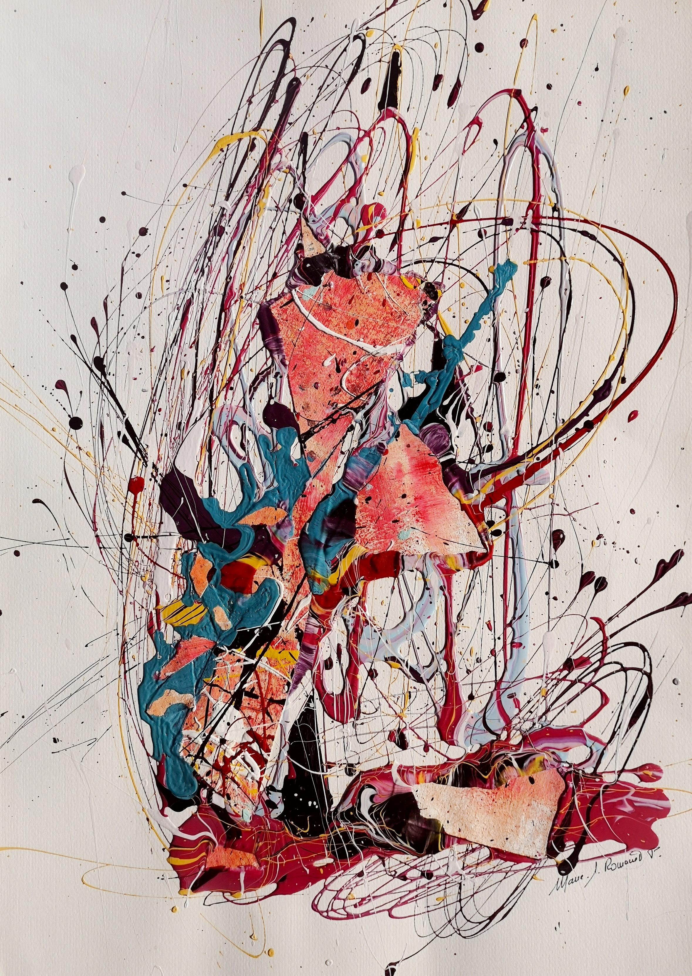 Marie-Laure Romanet Prin company Abstract Painting - "MUSICIENNE DANS L'AME"  Pollock style