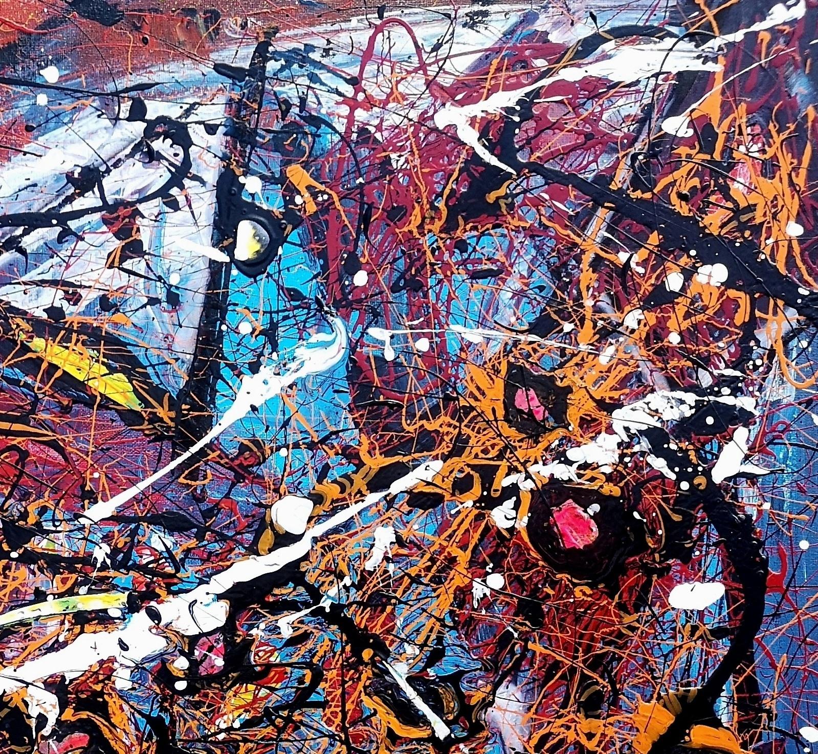 style Pollock « NOUVEAU DEPART » - Painting de Marie-Laure Romanet Prin company
