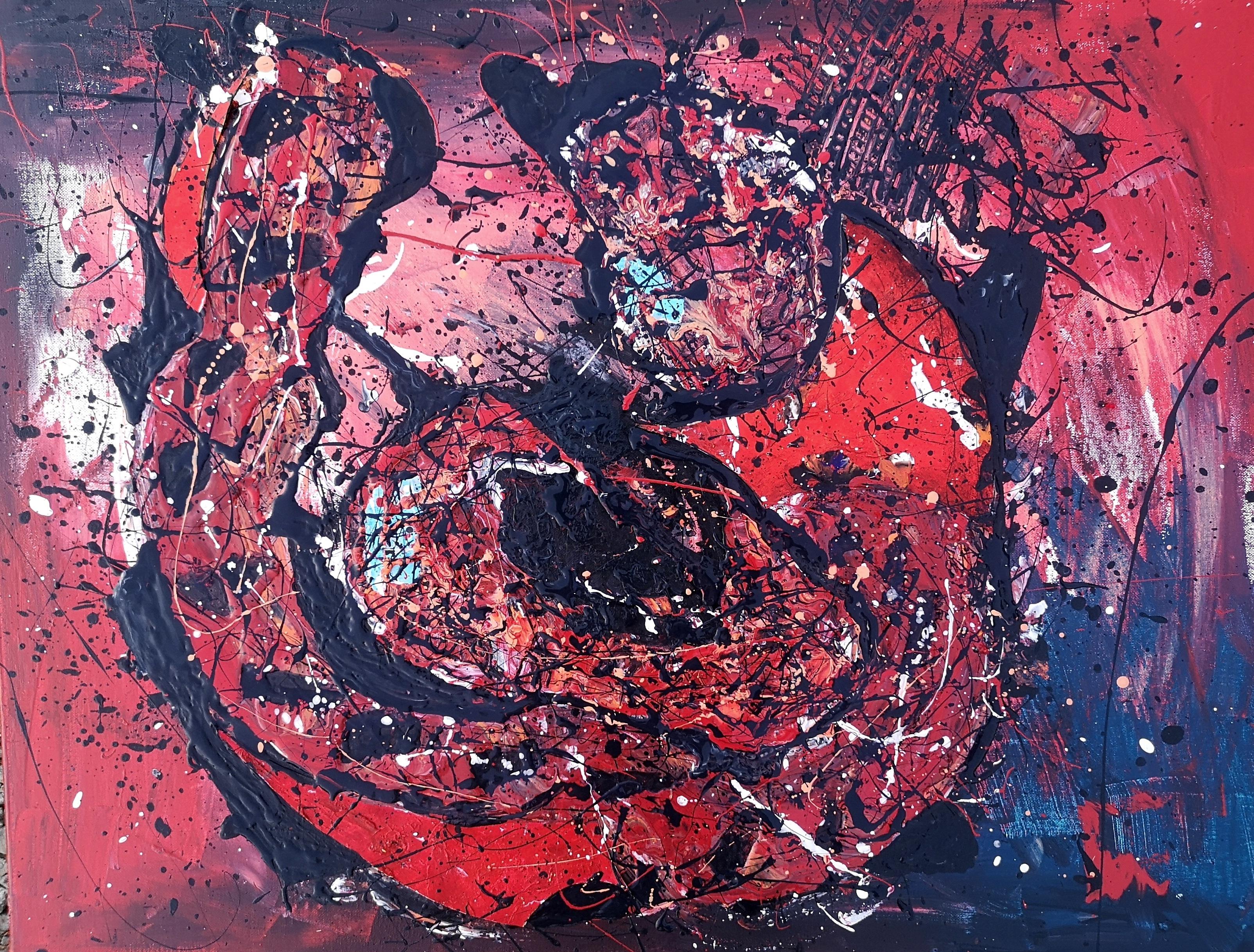 Marie-Laure Romanet Prin company Abstract Painting – "RED PLANET"