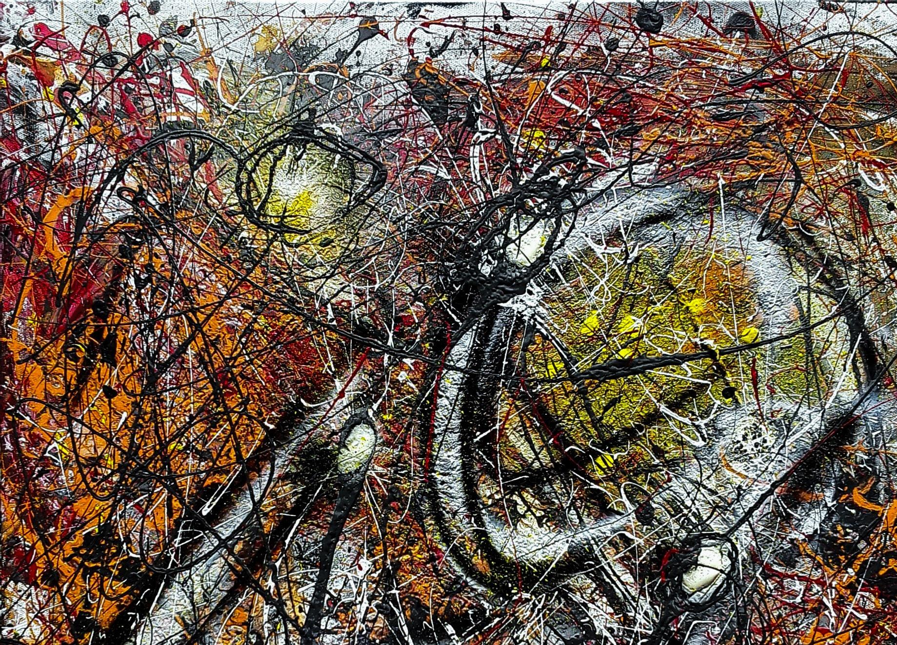 Style Pollock « REVEILLEZ VOUS » - Painting de Marie-Laure Romanet Prin company