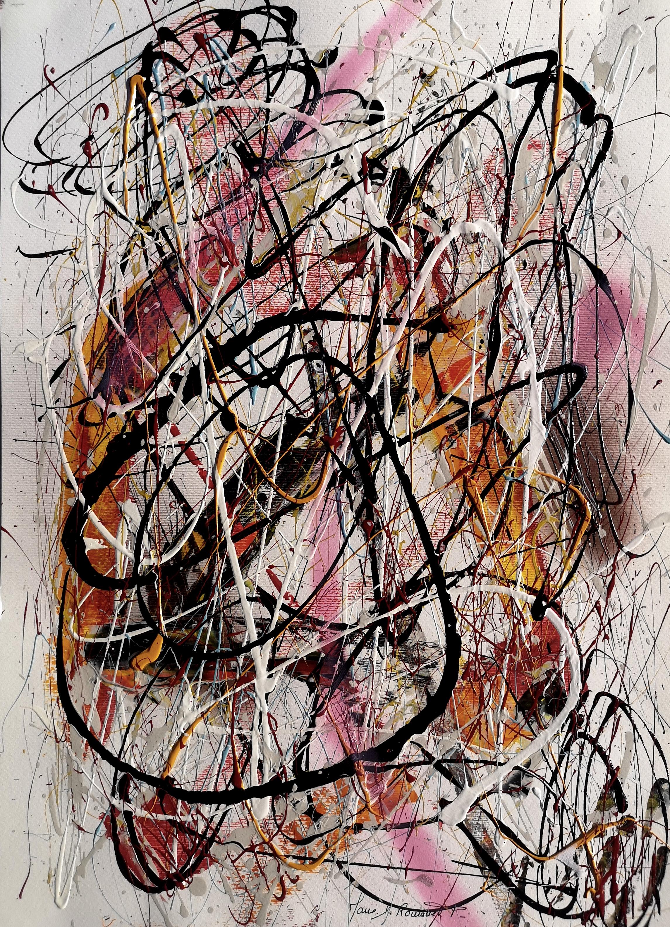 Abstract Painting Marie-Laure Romanet Prin company - ""SALTIMBANQUE""  Le style Pollock
