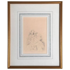 Marie Laurencin Etching Titled "Two Girls Kissing"