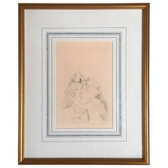 Marie Laurencin Etching Titled "Two Girls Kissing"