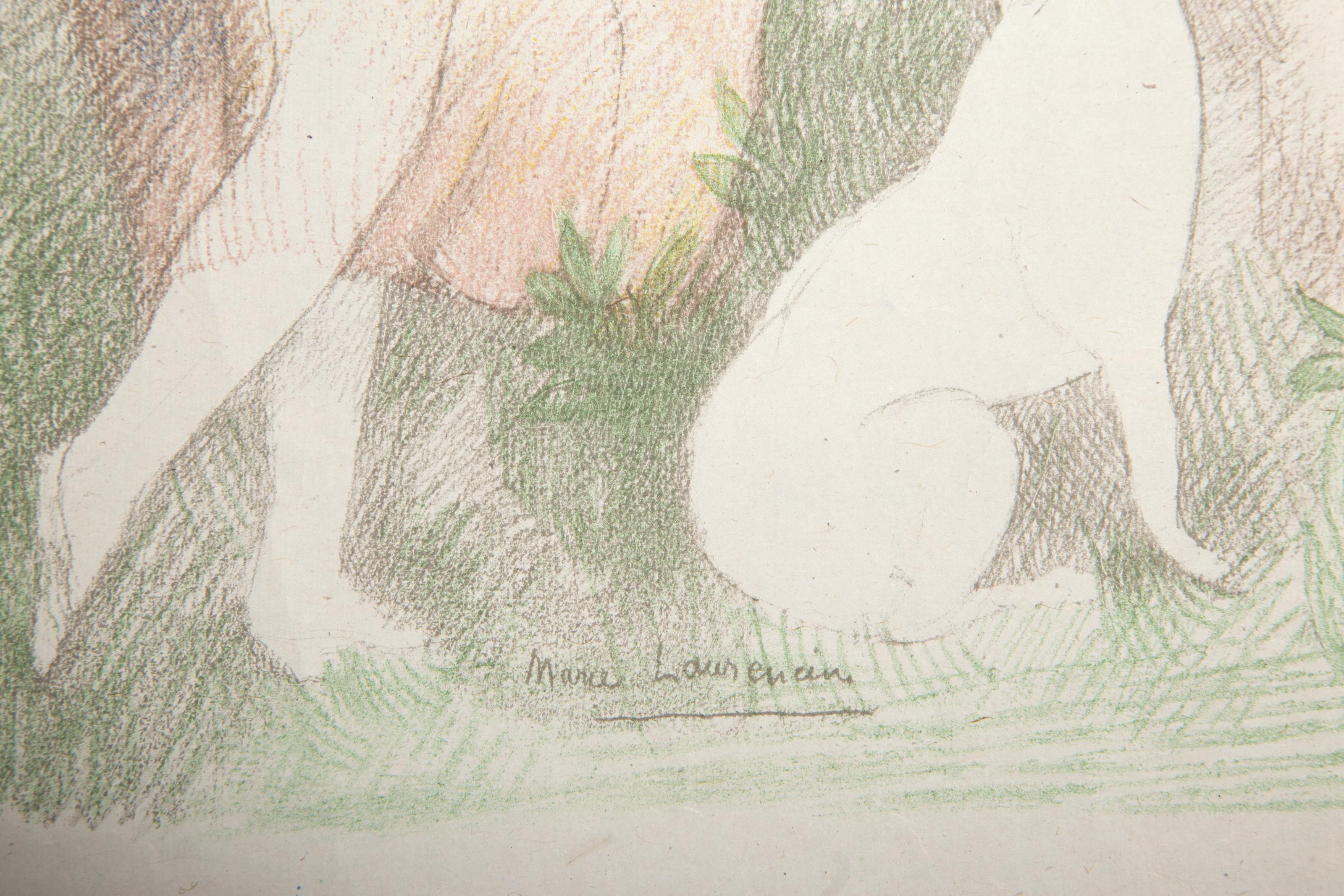 Deux Femmes et un Chien, Impressionist Lithograph by Marie Laurencin For Sale 3