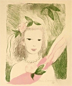 Fillette à La Rose - Etching by Marie Laurencin - 1955