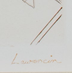 "Jean & Sappho, " Original Portrait Sepia Etching signed by Marie Laurencin