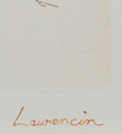 "Jeune Fille, " Original Sepia Portrait Etching signed by Marie Laurencin