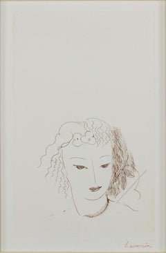 ""Jeune Fille", Original Sepia-Porträt-Radierung, signiert von Marie Laurencin