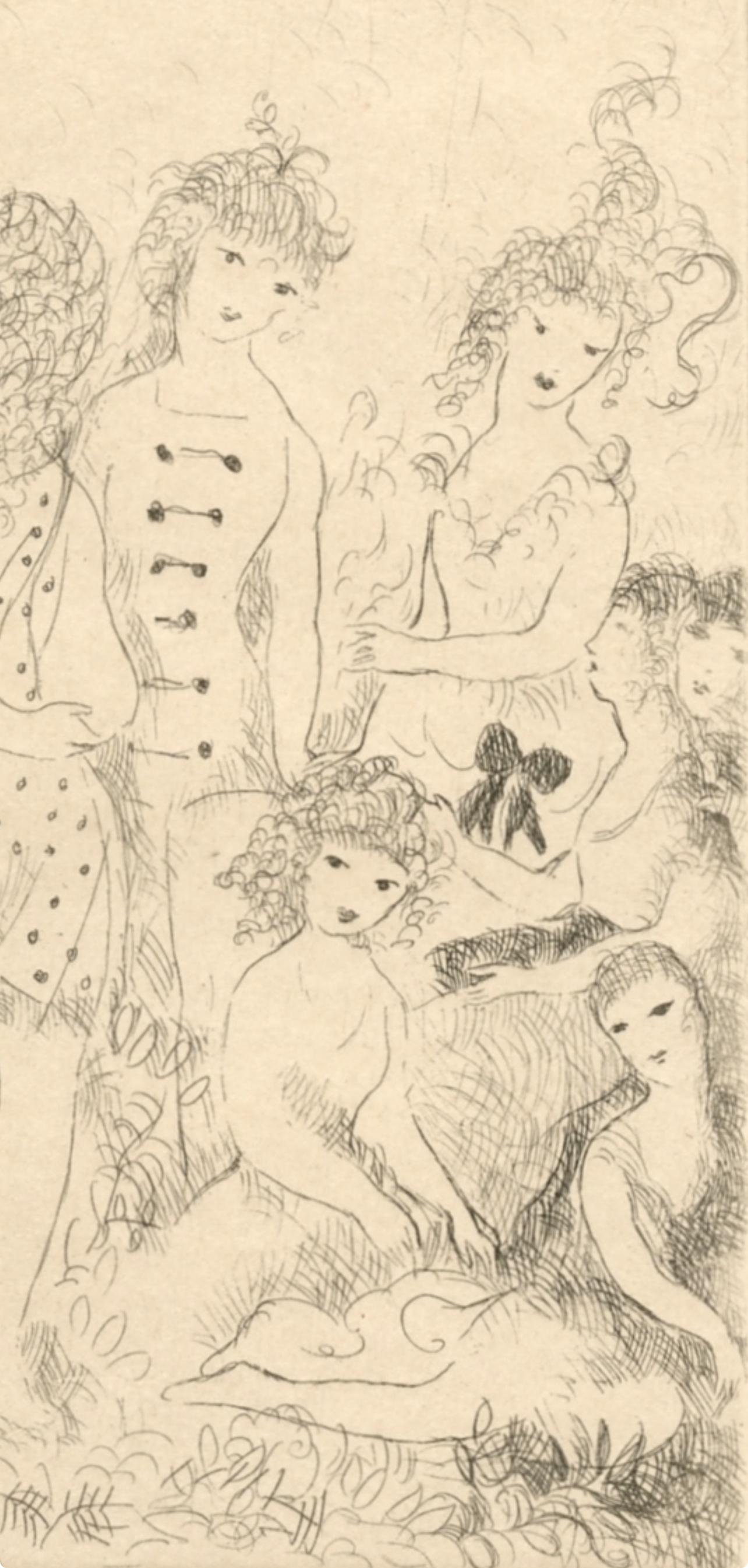 Laurencin, Huit filles dans un pré, Dix filles dans un pré (after) - Modern Print by Marie Laurencin