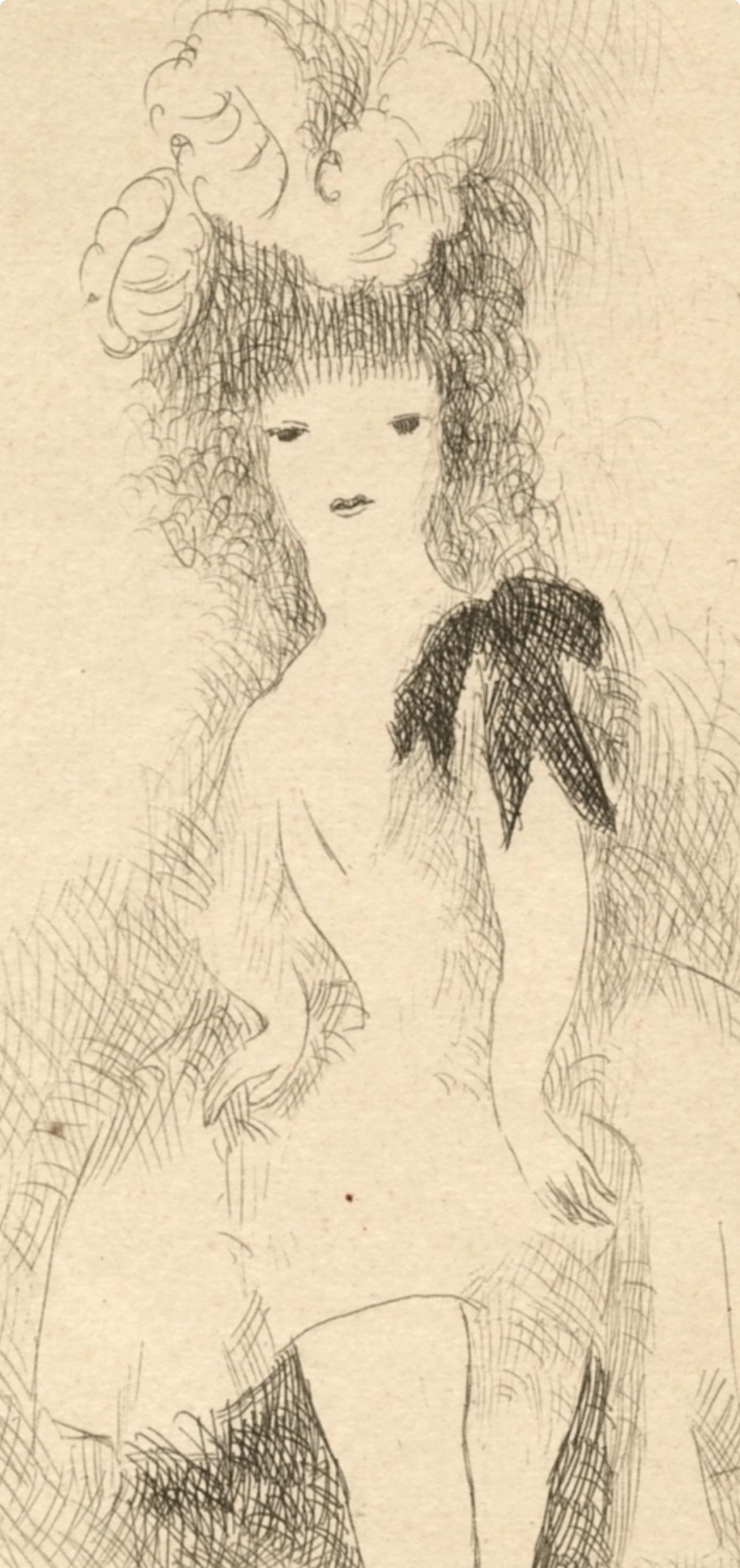 Laurencin, Jeune fille au nœud noir, Dix filles dans un pré (after) - Print by Marie Laurencin