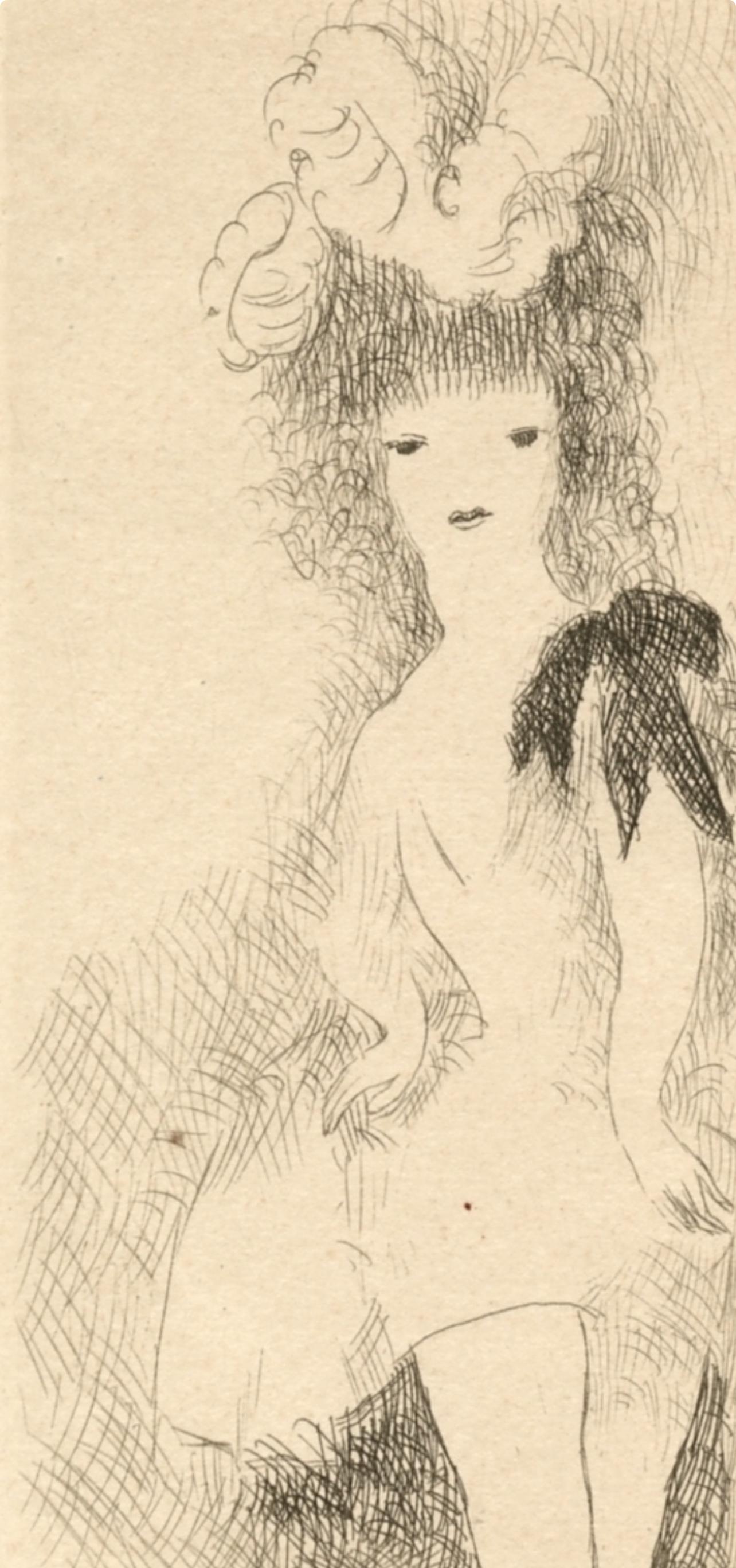 Laurencin, Jeune fille au nœud noir, Dix filles dans un pré (nach) (Moderne), Print, von Marie Laurencin