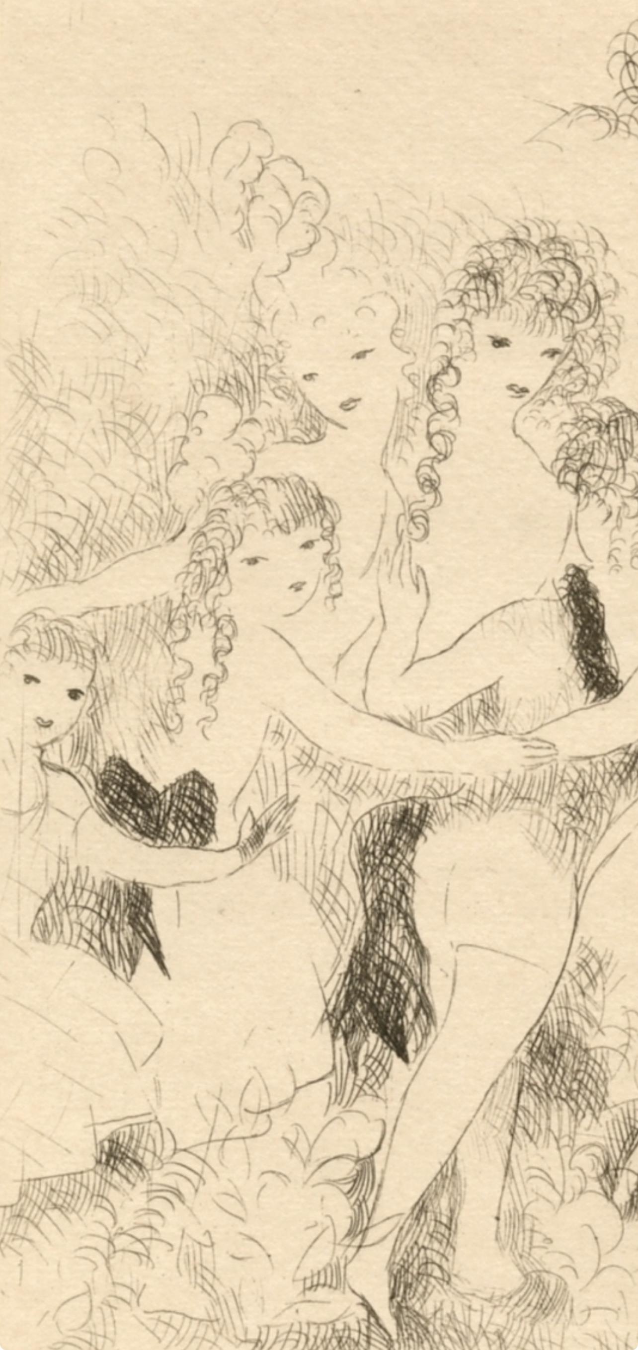 Laurencin, La Ronde, Dix filles dans un pré (nach) (Moderne), Print, von Marie Laurencin