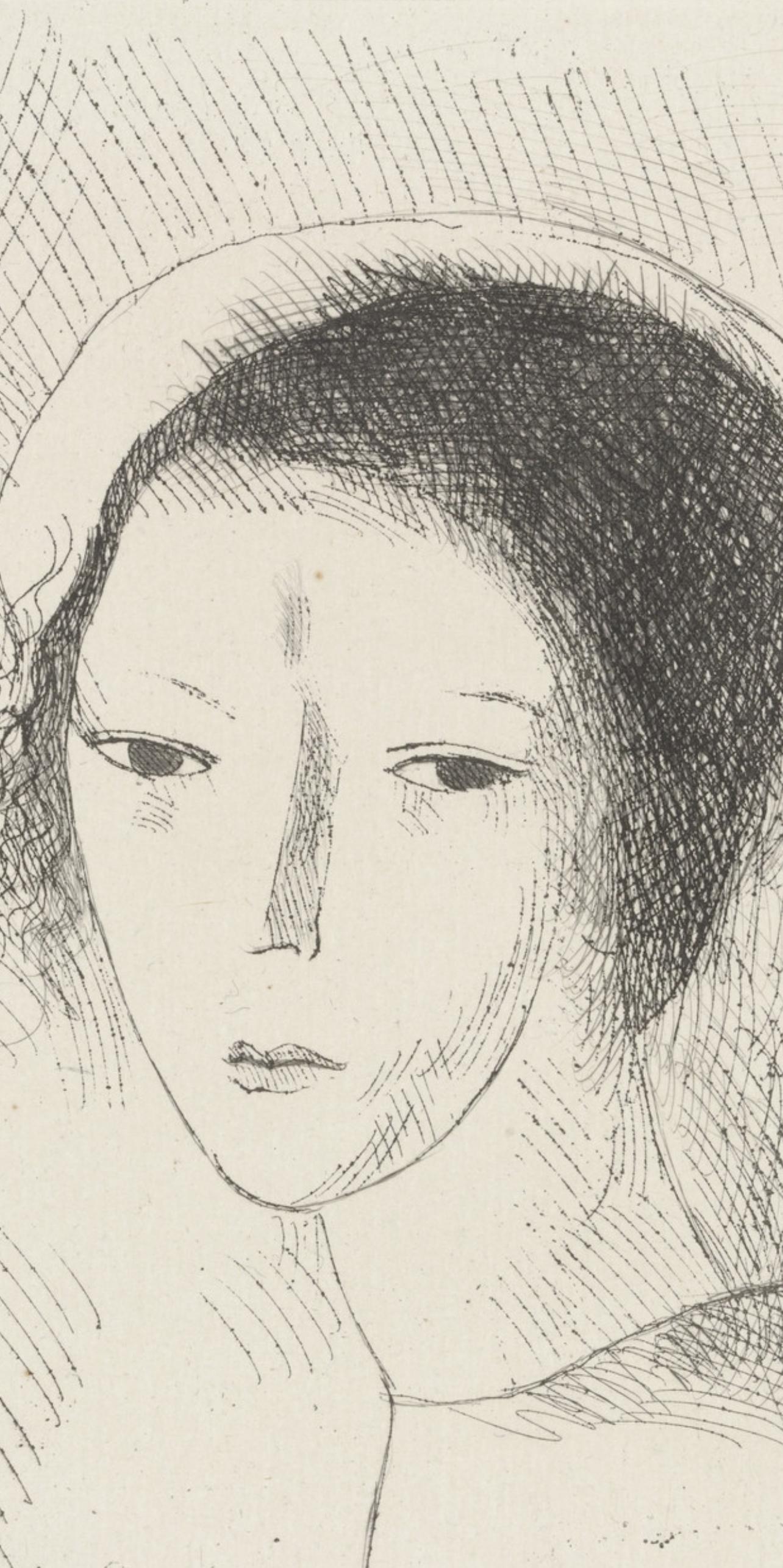 Laurencin, Tête de jeune fille (Marchesseau 250), Du cubisme (nach) – Print von Marie Laurencin
