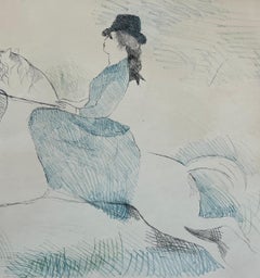 Lithograph Lady Rider Woman on a Horse Marie Laurencin French Post Impressionist