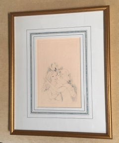 Marie Laurencin Etching Titled " Two Girls Kissing "
