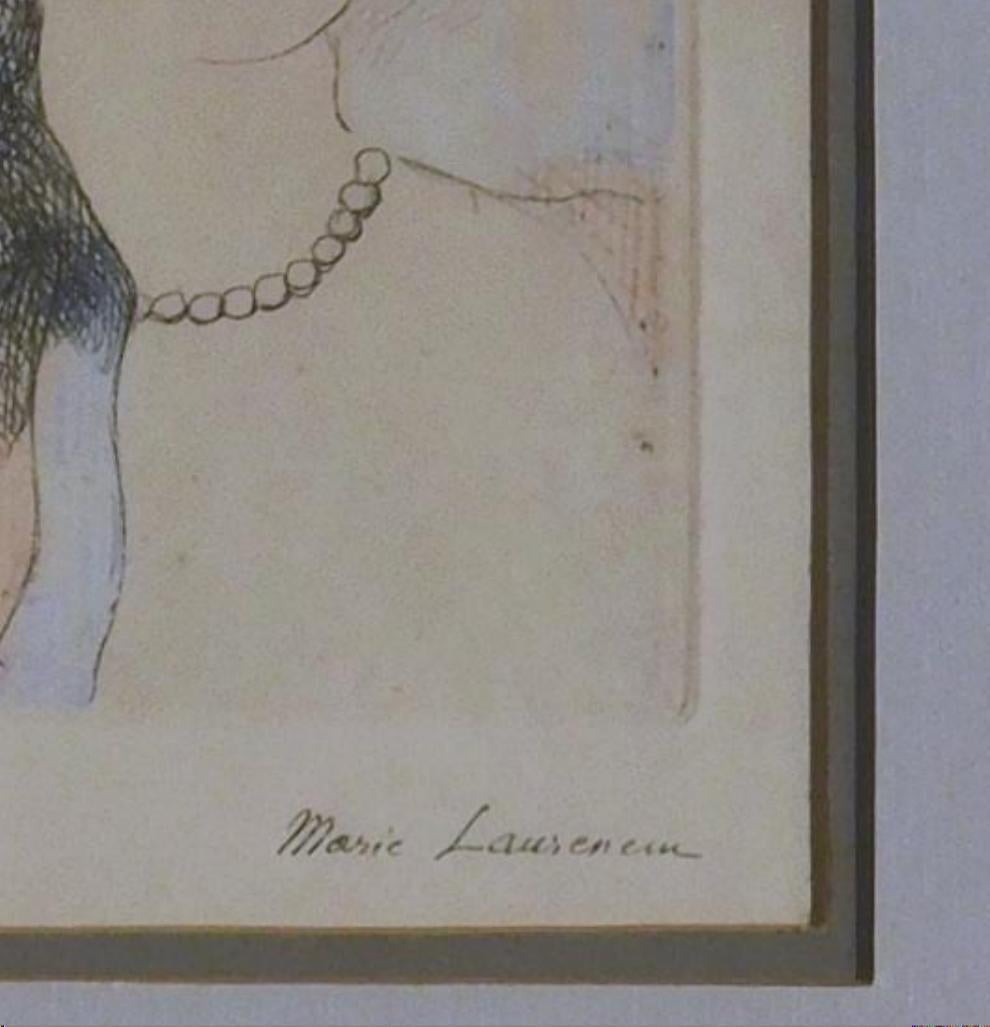 Marie Laurencin Original-Radierung mit Handkolorierung - Frau mit Perlenkette im Angebot 5