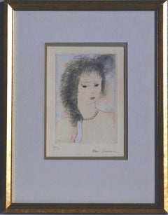 Marie Laurencin Acquaforte originale con colorazione a mano - Donna con collana di perle