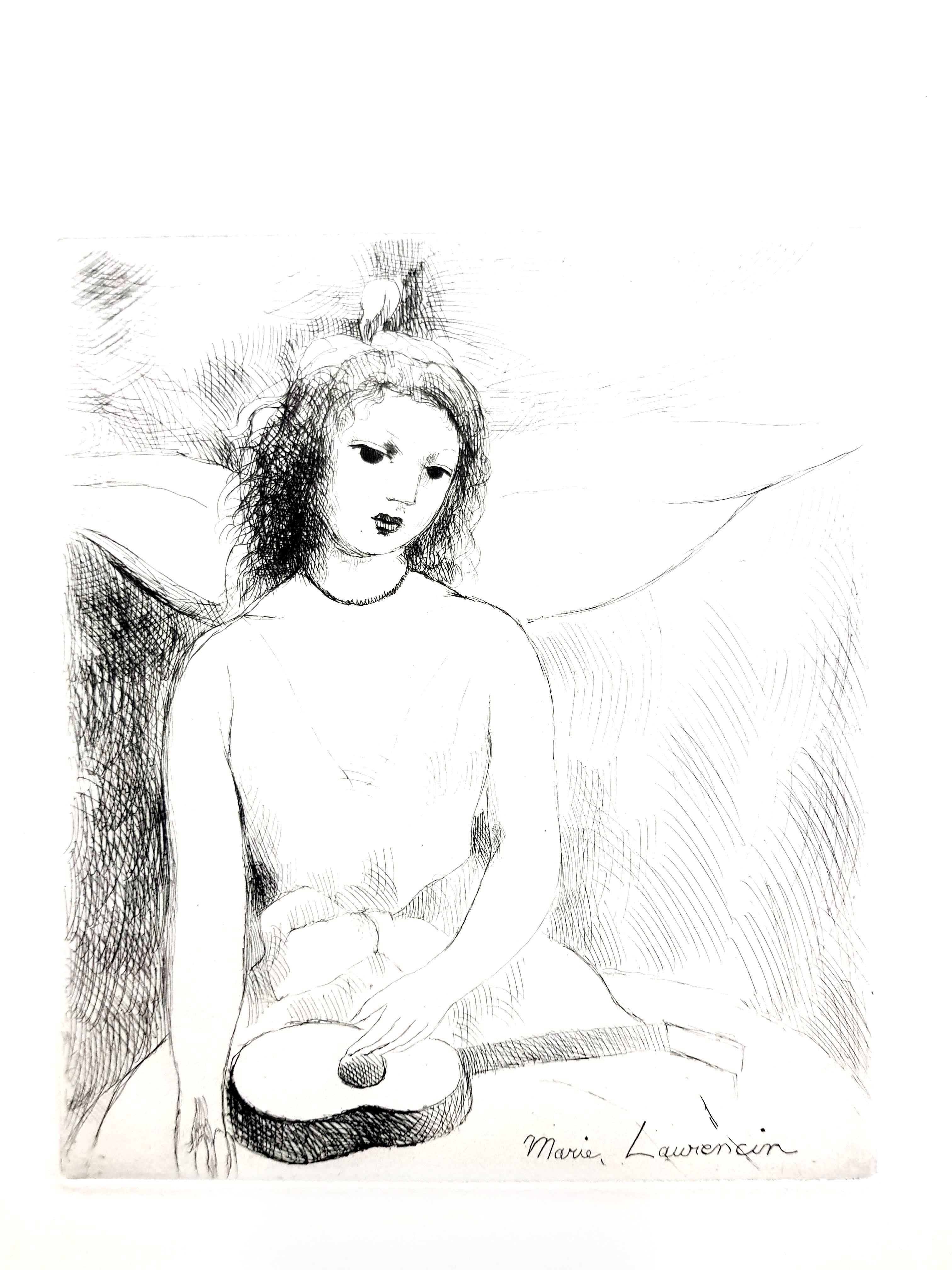 Marie Laurencin - Woman Angel - Original Etching
Paris, Le Gerbier, 1946
Edition of 340

Marie Laurencin (1883-1956)

Marie Laurencin went to Sèvres at the age of eighteen to receive instruction in porcelain painting. She subsequently continued her
