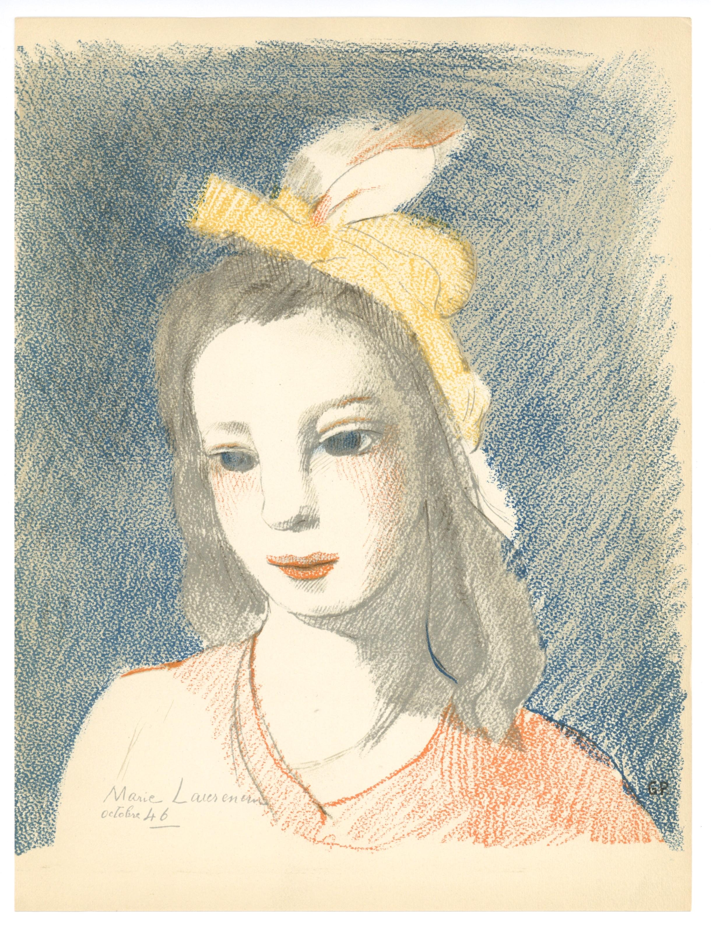 "Portrait de jeune femme" lithograph - Print by (after) Marie Laurencin