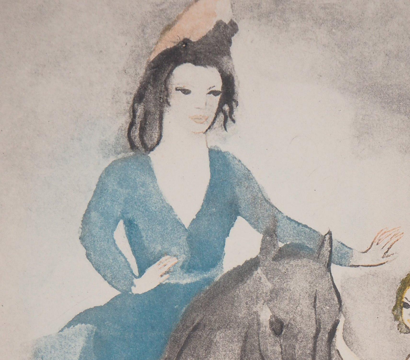Rider et danseur - Eau-forte originale - Gris Figurative Print par Marie Laurencin