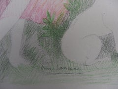 Two Girls with a Dog - Stone Lithograph - Mourlot, 1928