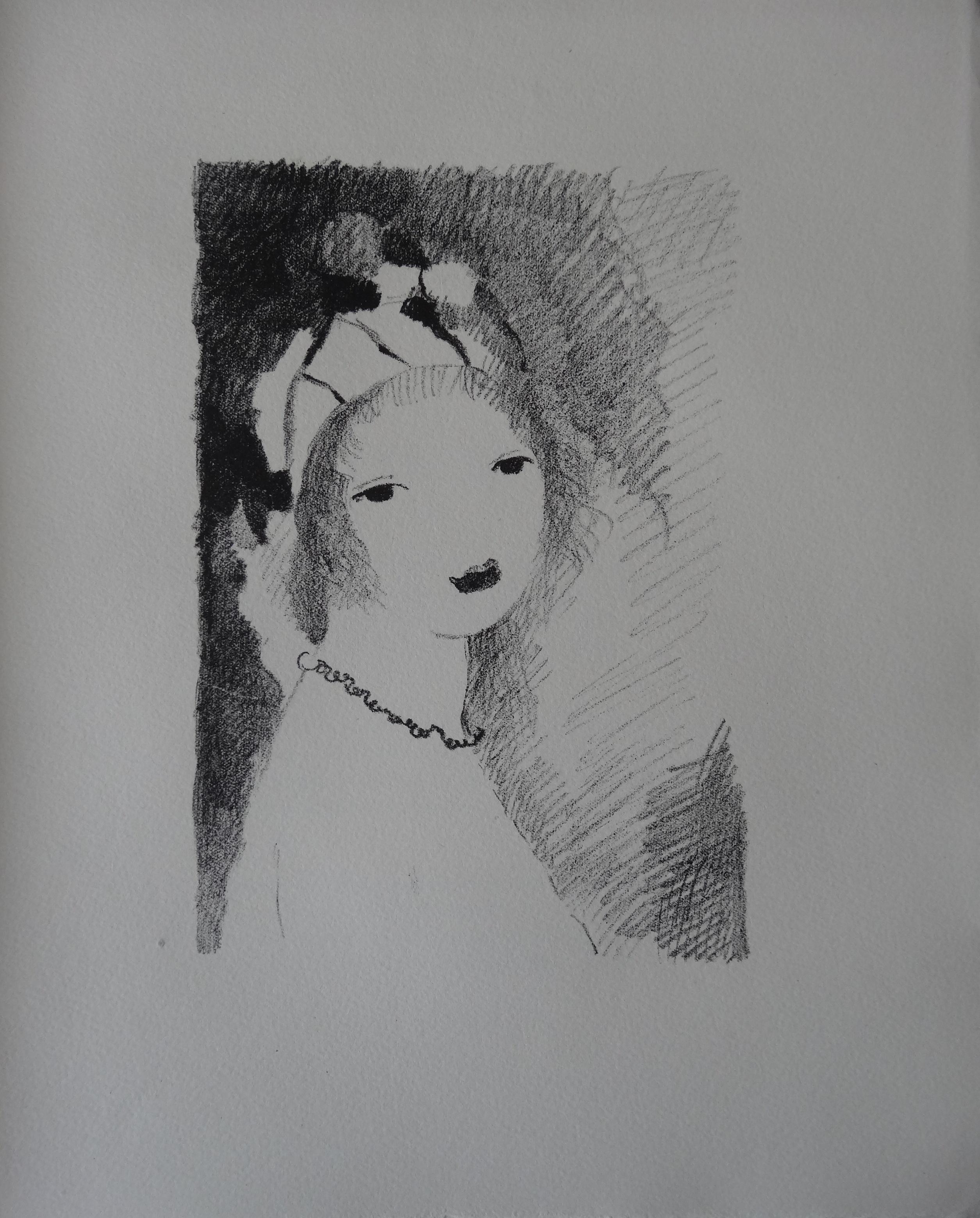 Donna con collana - Litografia originale - (Catalogo ragionato Marchesseau #138) - Print di Marie Laurencin