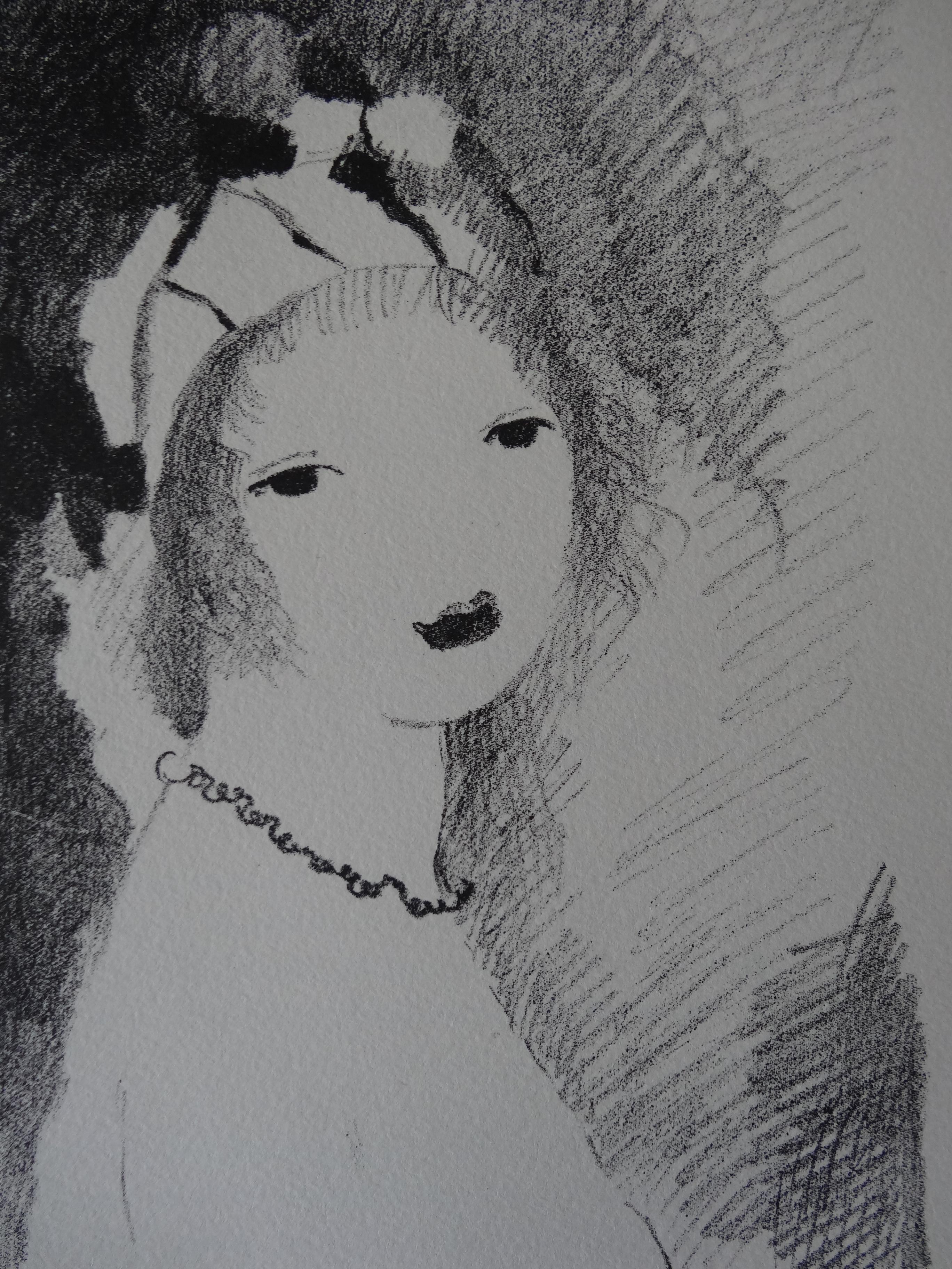 Portrait Print di Marie Laurencin - Donna con collana - Litografia originale - (Catalogo ragionato Marchesseau #138)