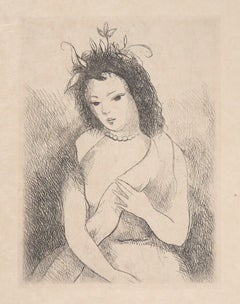 Jeune fille avec collier de perles, 1945, gravure originale (Marchesseau #236)