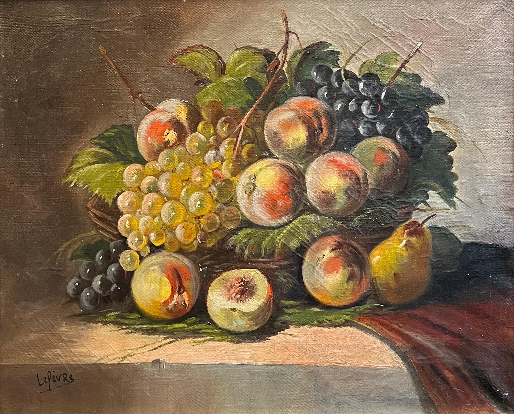 "Stillleben mit Früchten" von Marie Lefèvre - Öl auf Leinwand - 45x53,5 cm