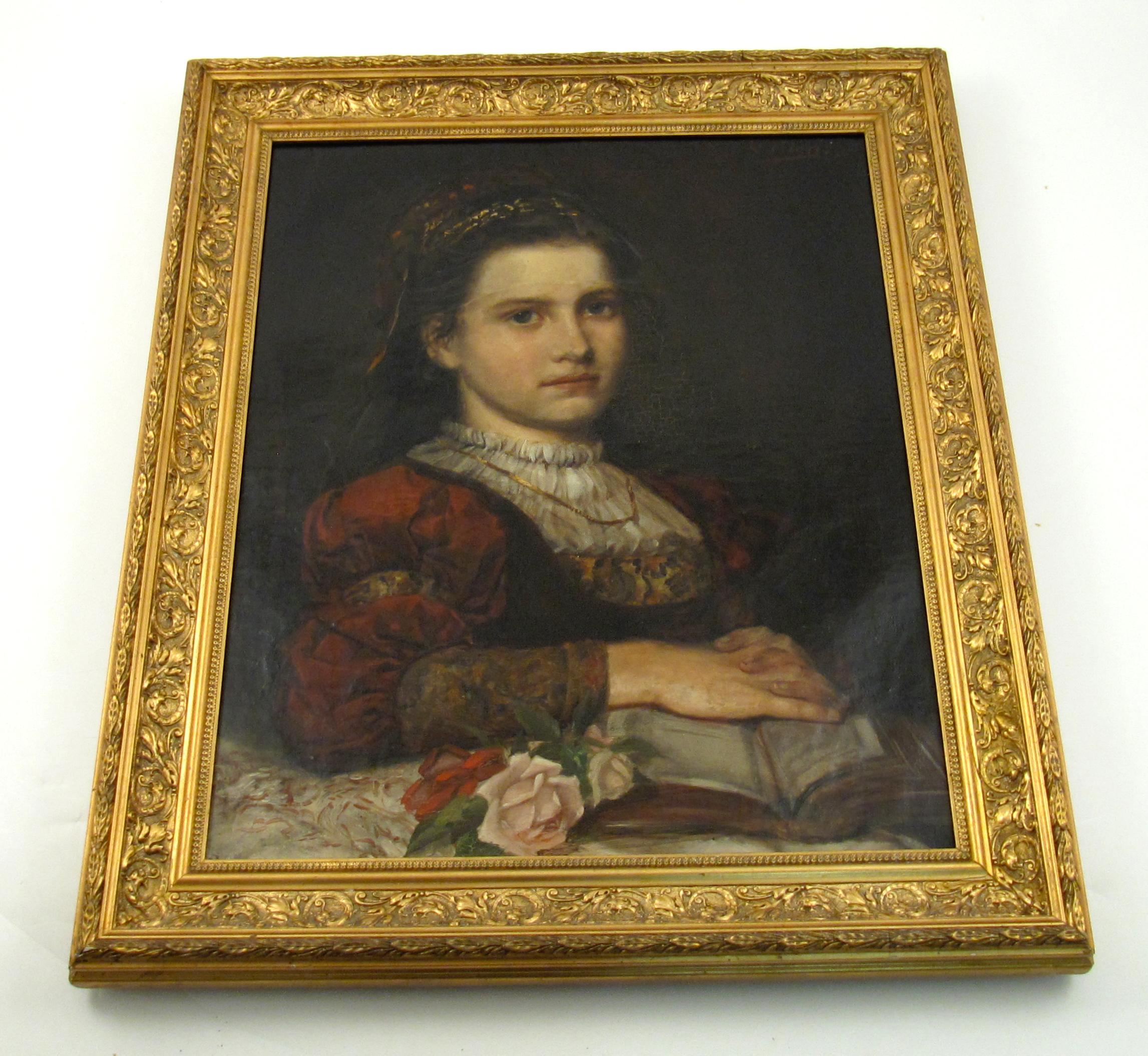 Marie Louise Bion (1858-1939) – Portrait of a Young Woman – 19thC Oil Painting For Sale 3