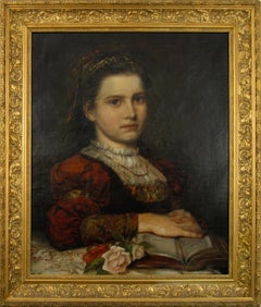 Marie Louise Bion (1858-1939) – Portrait of a Young Woman – 19thC Oil Painting