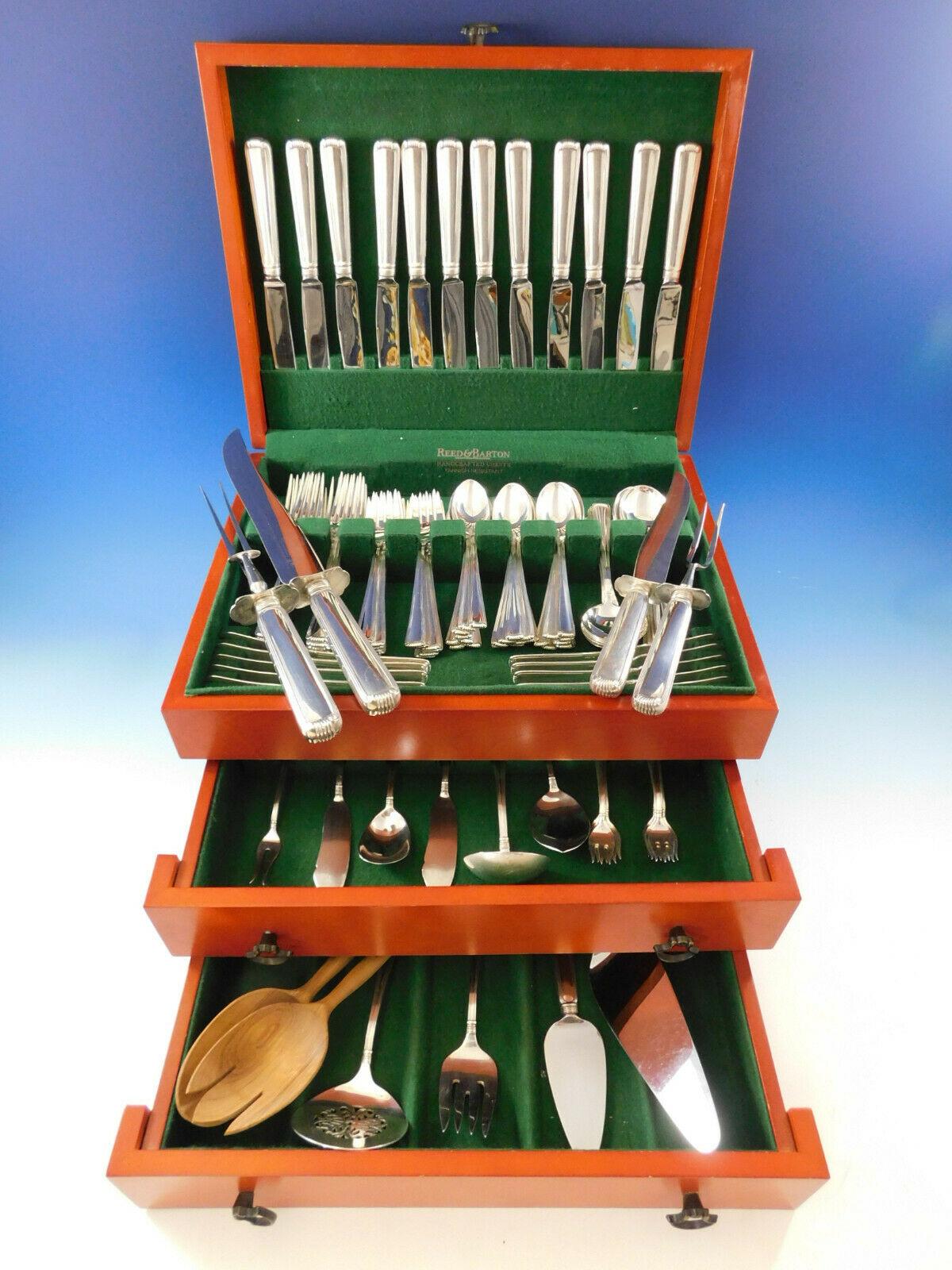 Monumental Marie Louise by Cartier sterling silver flatware set, 112 pieces. This set includes:

12 knives, 9