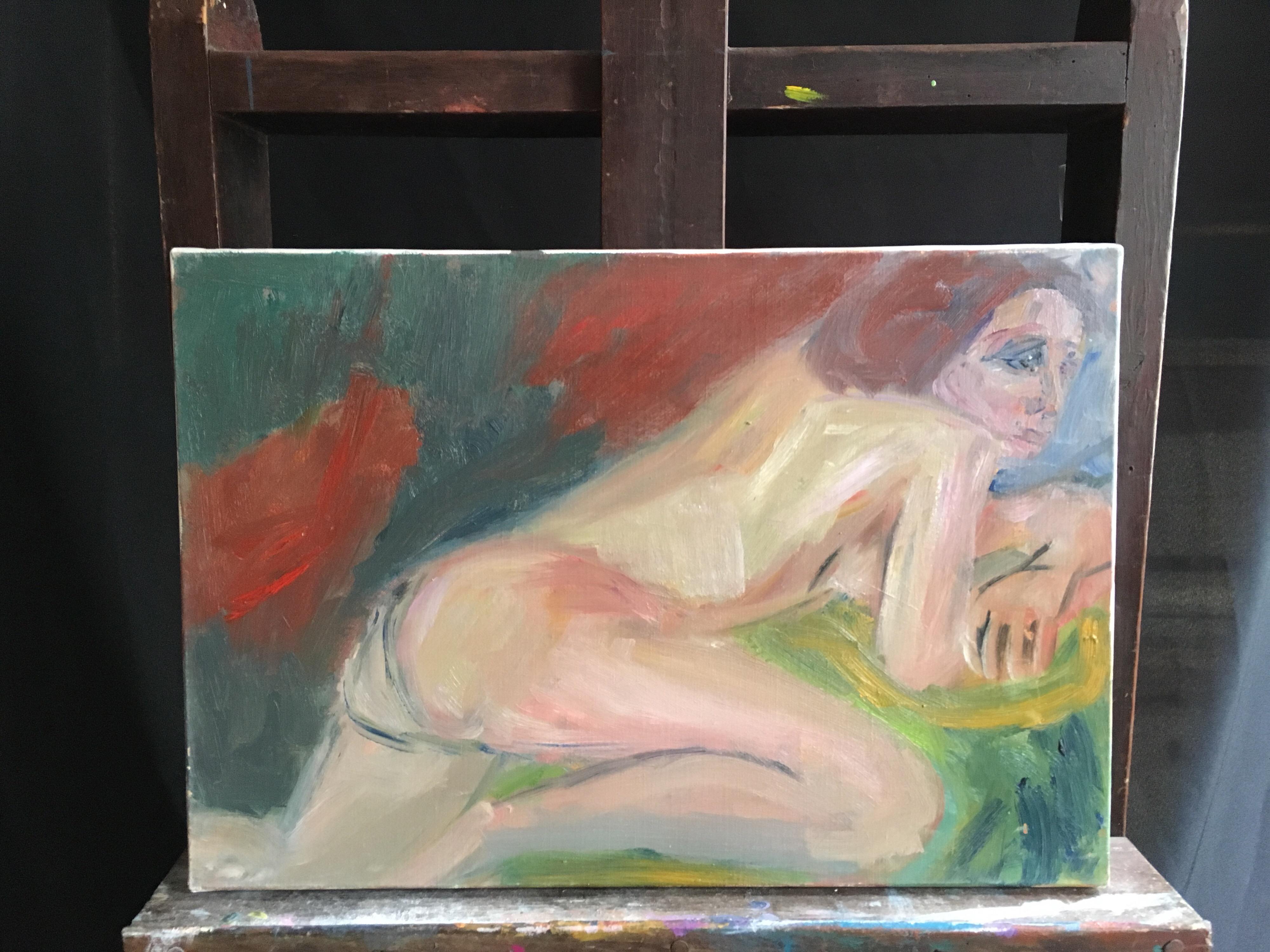 Desnudo Impresionista, Color Atmosférico, Pintura al Óleo - Painting de Marie Louise Garnavault