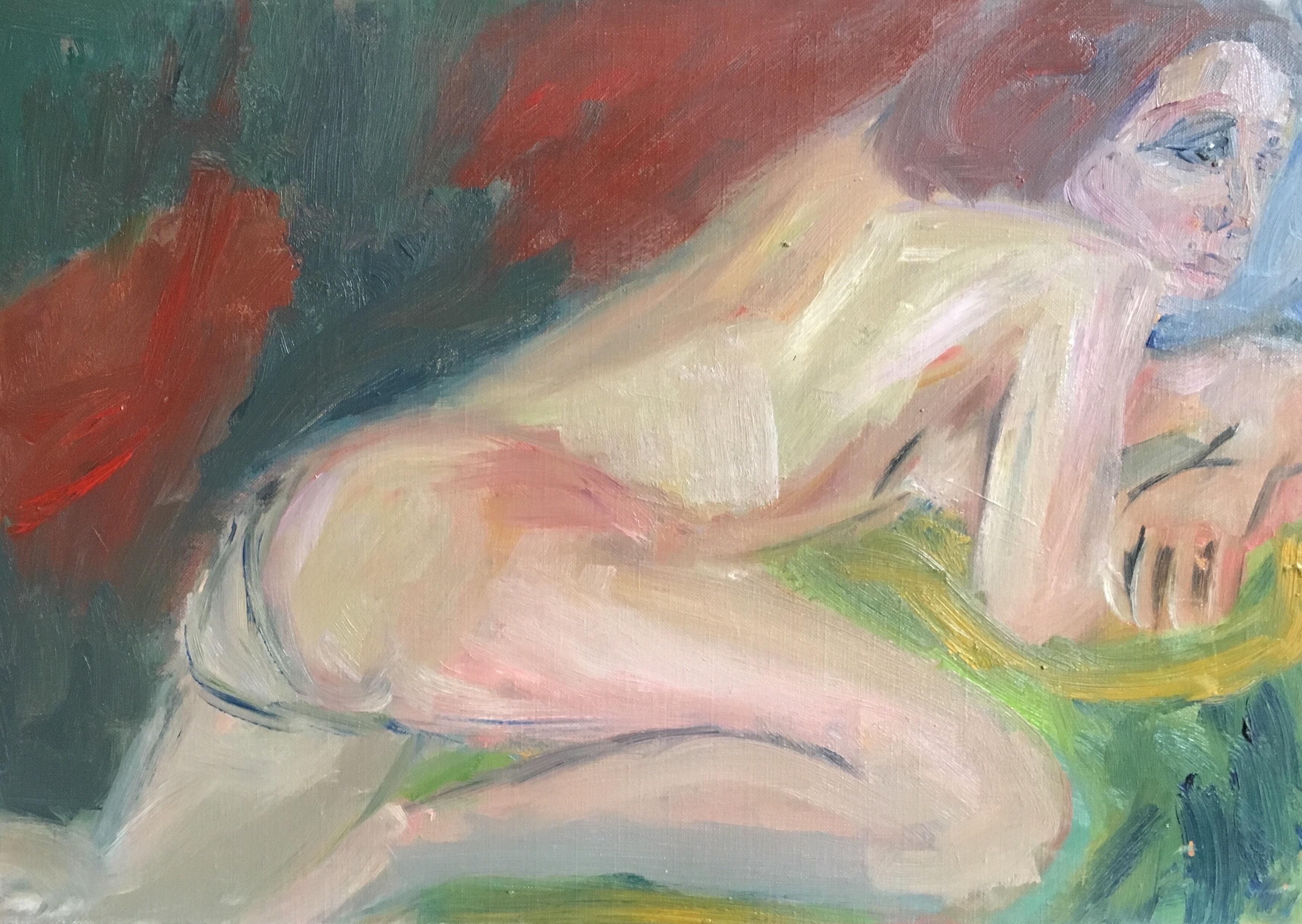 Marie Louise Garnavault Nude Painting - Impressionist Nude, Atmospheric Colour, Oil Painting