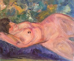 Impressionist Nude, Voluptuous Model, Oil Painting