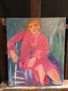 Lady Pink, ritratto impressionista, pittura a olio