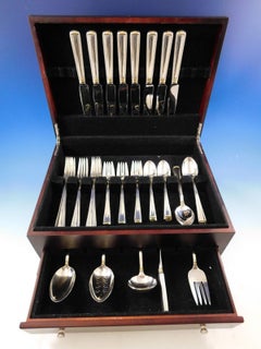 Marie Louise Gold Blackinton Sterling Silver Flatware Set Service 45 Pcs Dinner